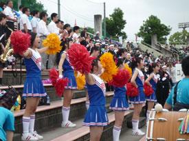 石岡商のチアガールも懸命に応援